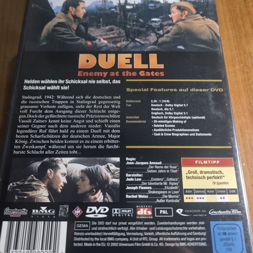 Enemy at the Gates Duell DVD like new, deluxe widescreen edition