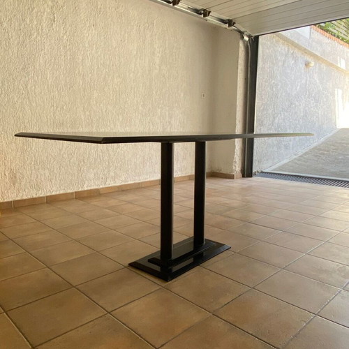 Wenge table with metal base like new