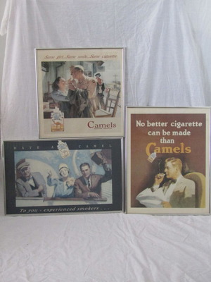 Camel 3 retro framed posters like new, ideal for shop decor
