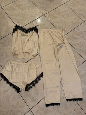 Satin pajamas set new, beige, size M