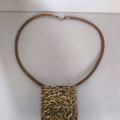 Silver large handmade pendant gold plated like new