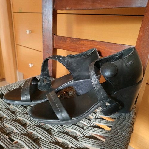 Camper leather black sandals used, size 36
