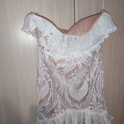 Dress with embroidery new, slim fit, white, size L
