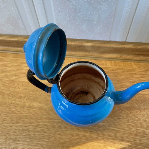 Vintage enamel teapot from Poland used