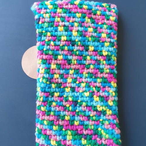 Boho colorful handmade knitted glasses case