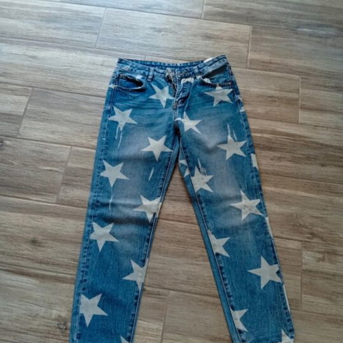 Denim set with vest like new, stars pattern