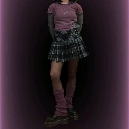 Vintage Mini Pleated Plaid Skirt like new, black and grey