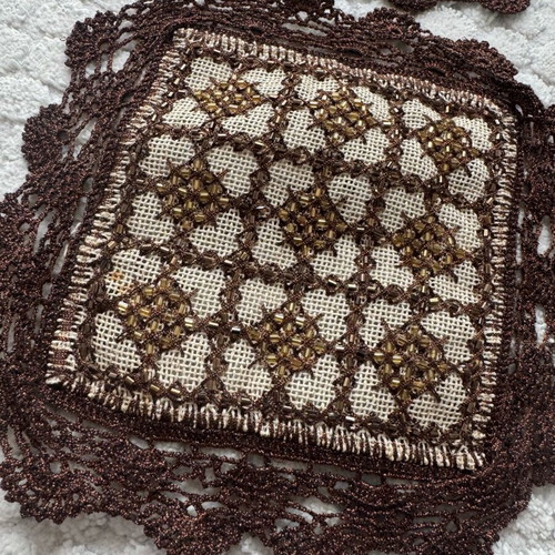 Vintage coasters/doilies with lace and decorative beads like new