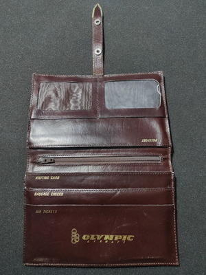 Retro Leather Document Holder Olympic Airways used