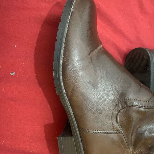 Brown leather boots below the knee used, size 38