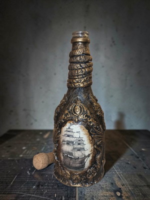 Handmade decorative bottle with nautical theme