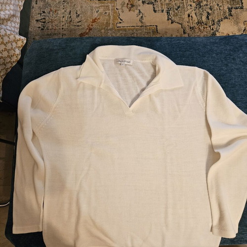 Long-sleeve women's polo shirt size L used, white