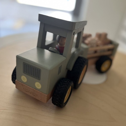 Little Dutch wooden tractor with farm animals like new