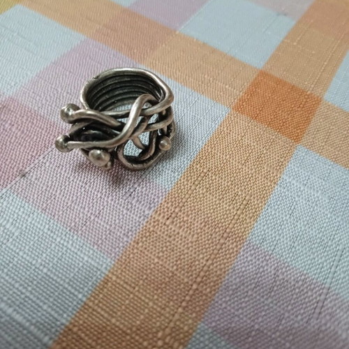 Steel chevalier ring new, handmade adjustable