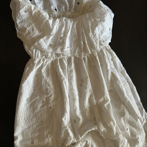 Poplina maxi dress used, white cotton with broderie anglaise