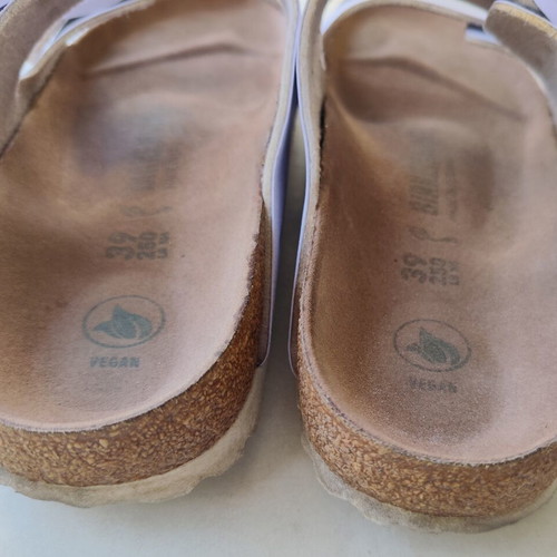 Birkenstock Arizona Vegan Birko-Flor Nubuck Sandals Lavender Fog Size 39 Like New