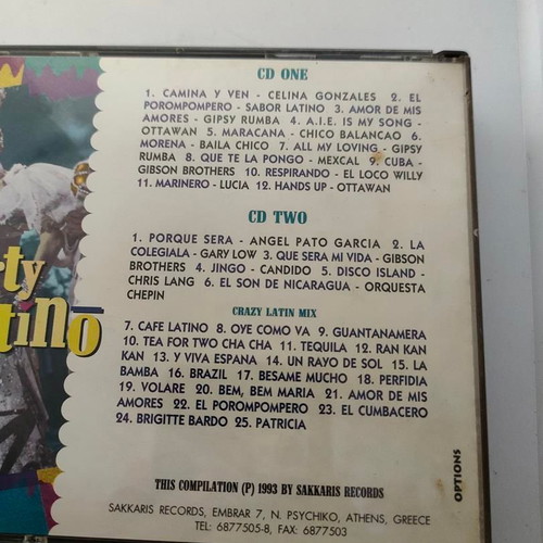 Party Latino double CD like new, Sakkaris Records 1993