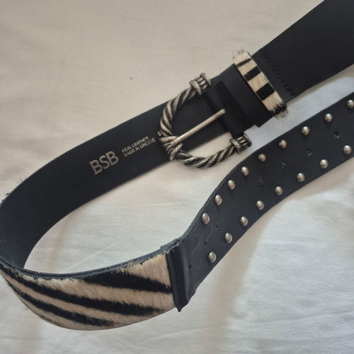 BSB leather belt like new, 95cm, Pony, silver buckle