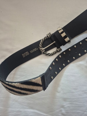 BSB leather belt like new, 95cm, Pony, silver buckle