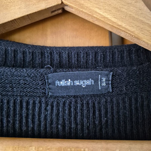 Wool cardigan, black, size S/M, 3/4 sleeves