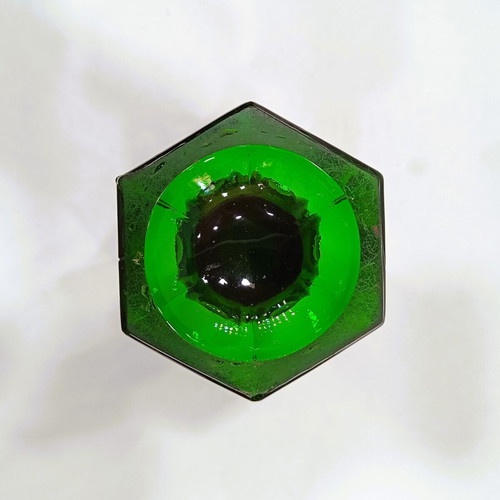 Rare Biedermeier Crystal Glass emerald like new with gold decoration