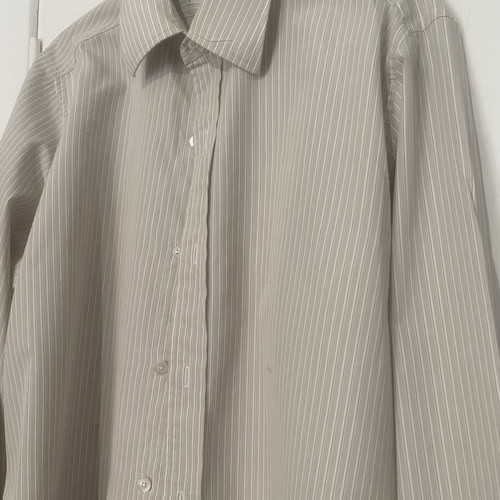 Charvet men long-sleeve shirt like new, beige striped, French cuff, cotton