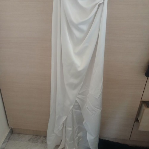 Wedding dress like new, crisscross neckline, thick satin, waist 36cm