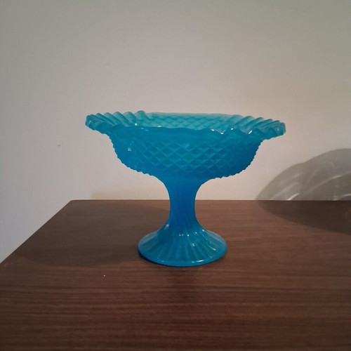 Opaline compote vintage blue, like new