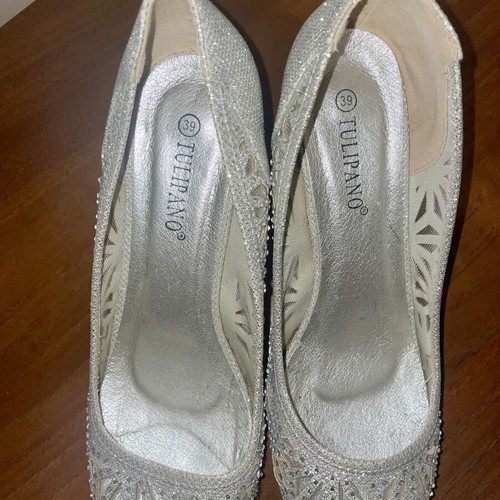 Tulipano silver pumps used, size 39 with rhinestones