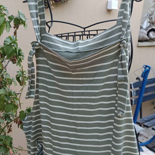 Striped Cotton Jumpsuit one size new with front pockets and adjustable straps