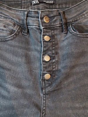 Zara black denim pants used, high waist, skinny fit, size 38