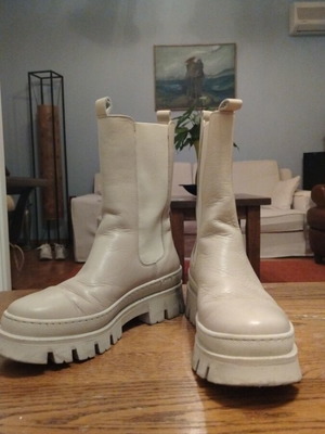 Leather boots used, beige, size 37