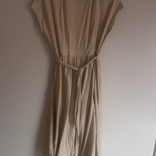 Linen dress size L Sinsay like new, beige midi with wrap neckline