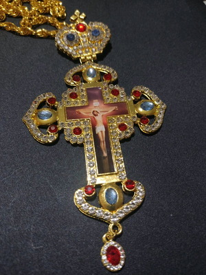Chest gold-plated cross with chain new 17x8.5 cm
