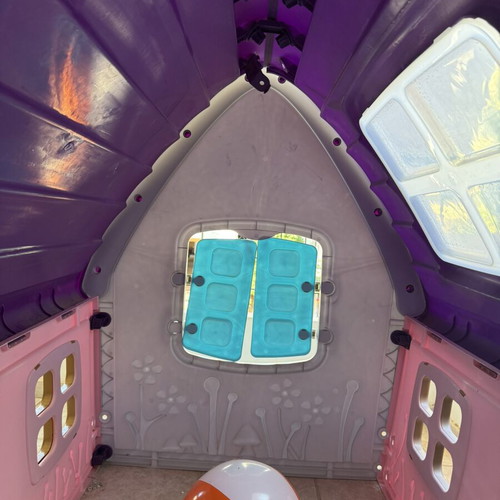 Children's plastic playhouse used, purple white and pink