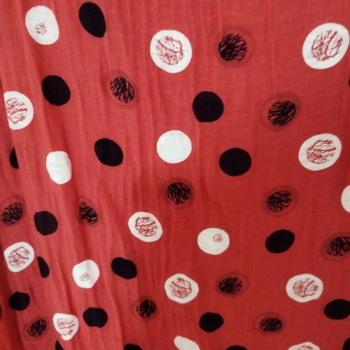 Polka dot sleeveless blouse with lace, red and white