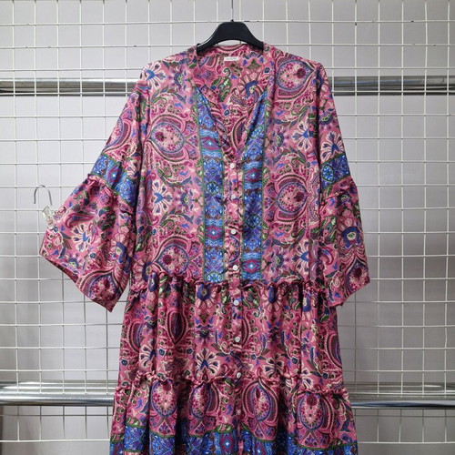 Boho dress M, like new, 90% art silk 10% viscose, multicolor
