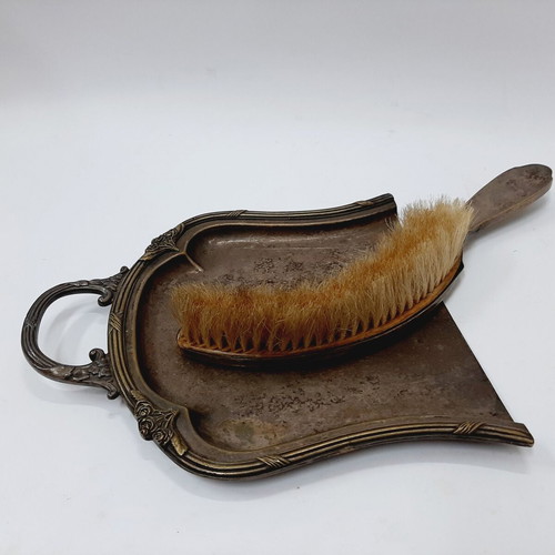 Antique bronze hand brush and dustpan set