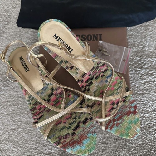 Missoni sandals like new, gold leather, size 37.5, 6cm heel