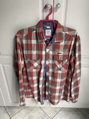 S.Oliver checked shirt size M like new, gray and pink