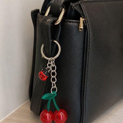 Cherry Charm & Lucky Bug Handmade Keychain for Kids