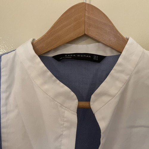 Zara maxi blue shirt with white details