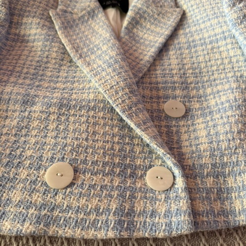 Zara crop jacket small, like new, white and turquoise