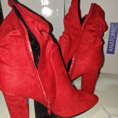 Red boots with heel size 39 new sweat fabric