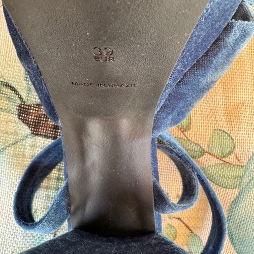 Velvet sandals like new, high heels, size 39, blue