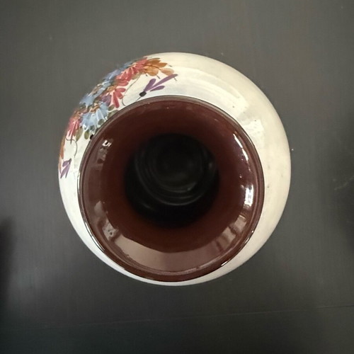 Handmade ceramic vase like new with painted floral design