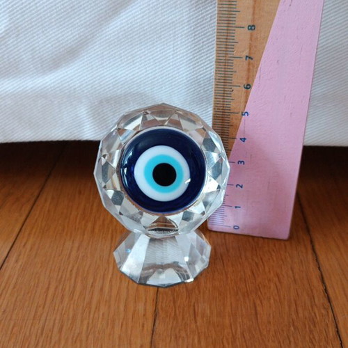 Vintage faceted crystal table eye paperweight