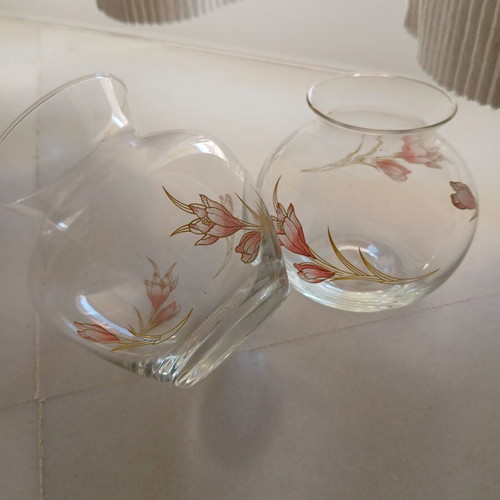 Vintage glass romantic jars with flowers & butterfly tealight holder