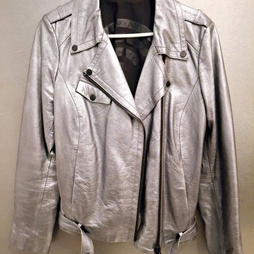 Biker jacket Freaky Nation silver like new, size XL, leather