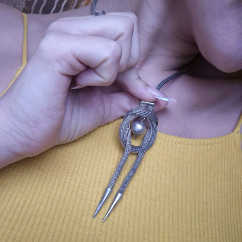 Lalaounis 925 Silver Necklace used with Snake-Bone Chain and Knot